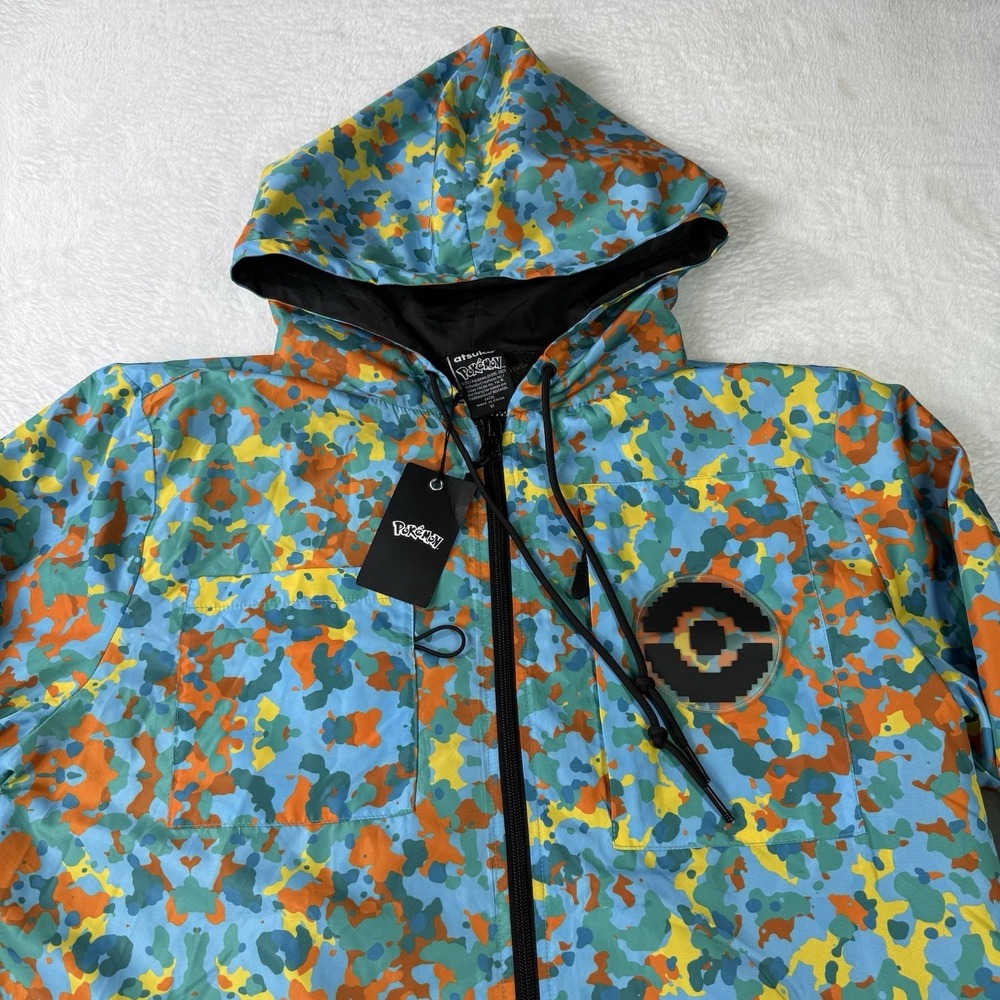 ATSUKO Pokémon Jacket Hoodie Mens Medium Camo Trainer Anorak Windbreaker NWT